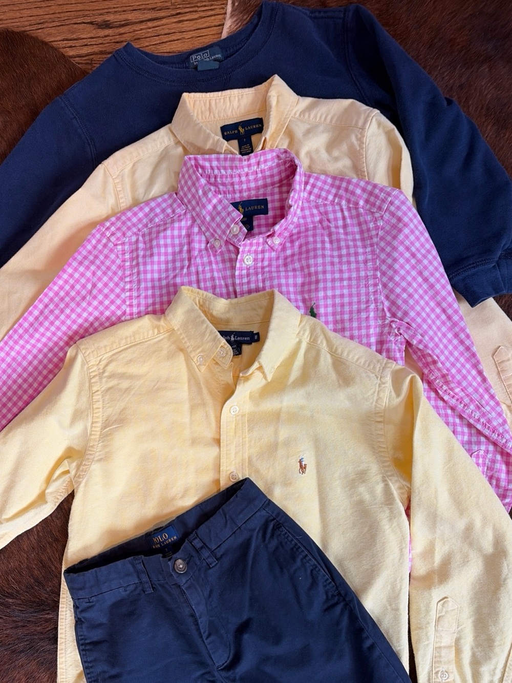 Polo Ralph Lauren Boys Lot 7-8 Four Long Sleeve Dress Shirts & Pants Preppy
